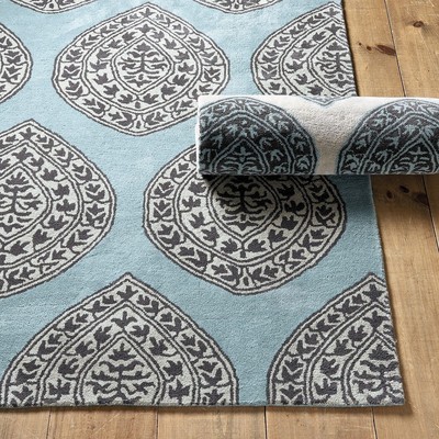 Fergie Blue 5'x8' Traditional Oriental Style Handmade Tufted 100% Wool Area Rug
