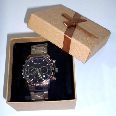 Argenti Carmichael Men's Racing Style Chronograph/Tachymeter Watch 15173, New!