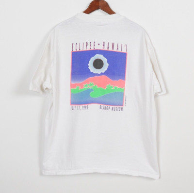 Vintage 90s Hawaii Solar Eclipse T Shirt Single Stitch Size XL Neon Made in USA