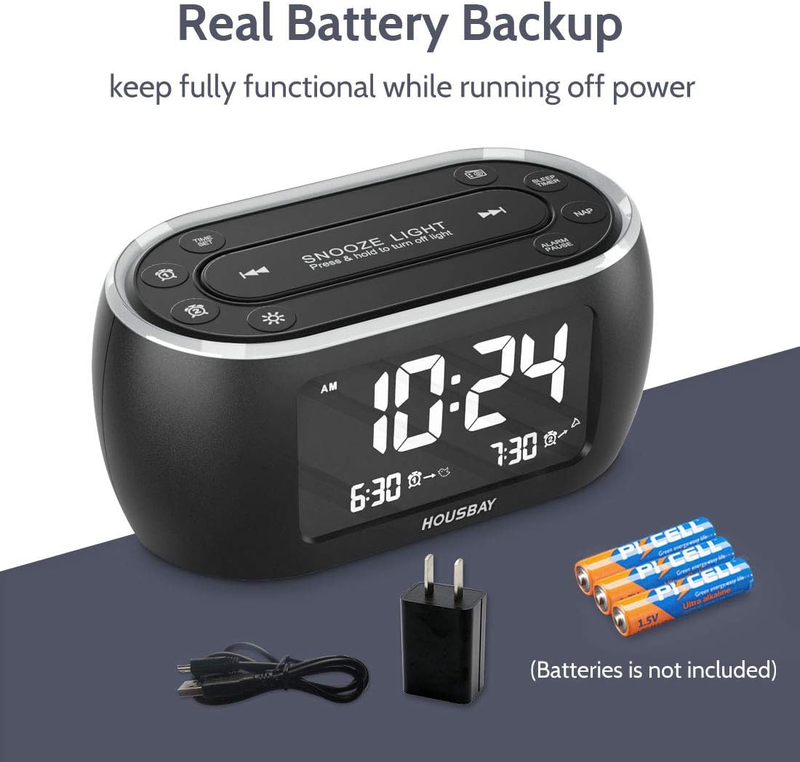Glow Small Alarm Clock Radio for Bedrooms with 7 Color Night Light, Dual Alarm,