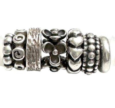 Set of 7 Authentic Sterling Silver Pandora Sterling Silver Spacers Set
