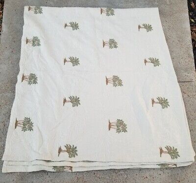 Options Egyptian Cotton Queen Blanket Palm Trees  95'' x 85'' Made In Portugal
