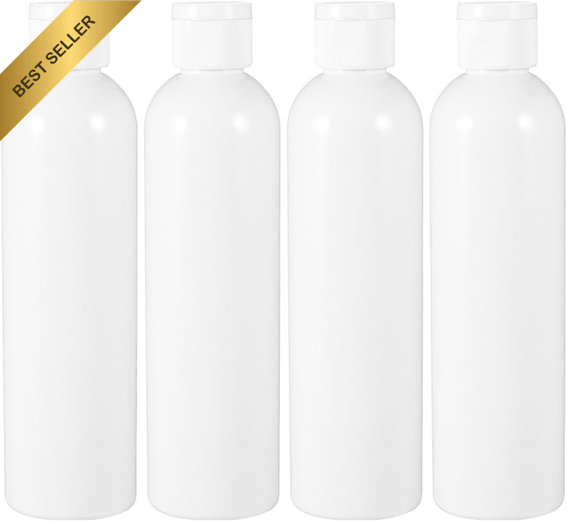500Ml Plastic Storage Bottles Flip Caps 4-Pack White round Pet Containers for Cl
