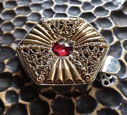 ONE OF A KIND Vintage Octagon Brass Sterling Silver Box Clasp