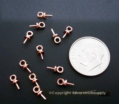 12 Up eye bail 1/2 drilled glue in screw eye 7x3mm Dark Rose Gold Plted fps117