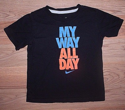 Boys Nike quotMY WAY ALL DAYquot BlackBlueOrange Short Sleeve TShirt Size 4T