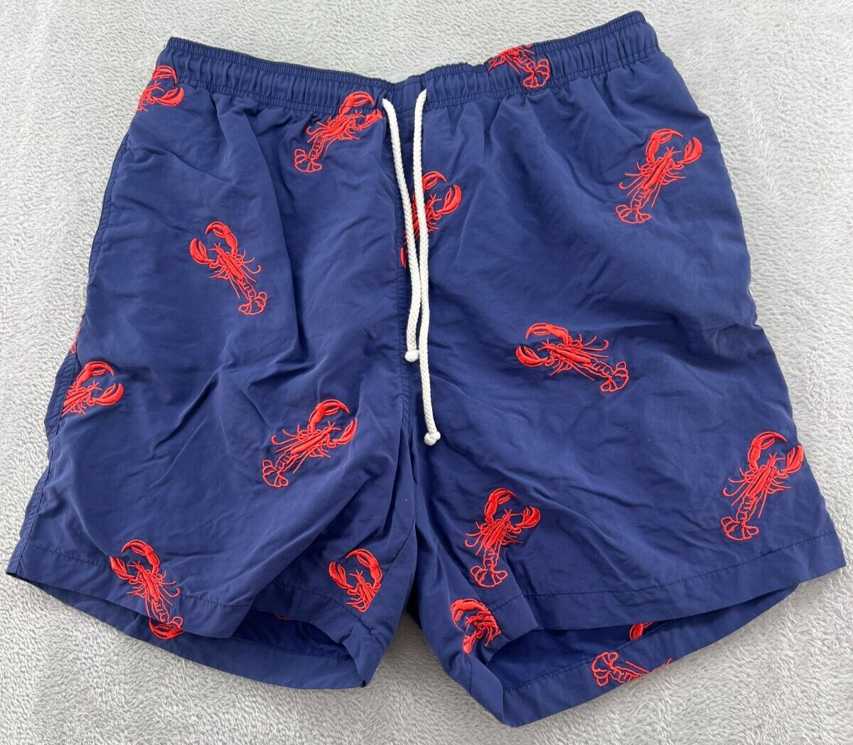 やす⭐️ J. McLaughlin Swim Trunks Mens Large Blue Red Lobster Mesh Lined