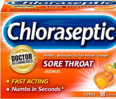 2PK Chloraseptic Sore Throat Lozenges, Citrus, 18-Count