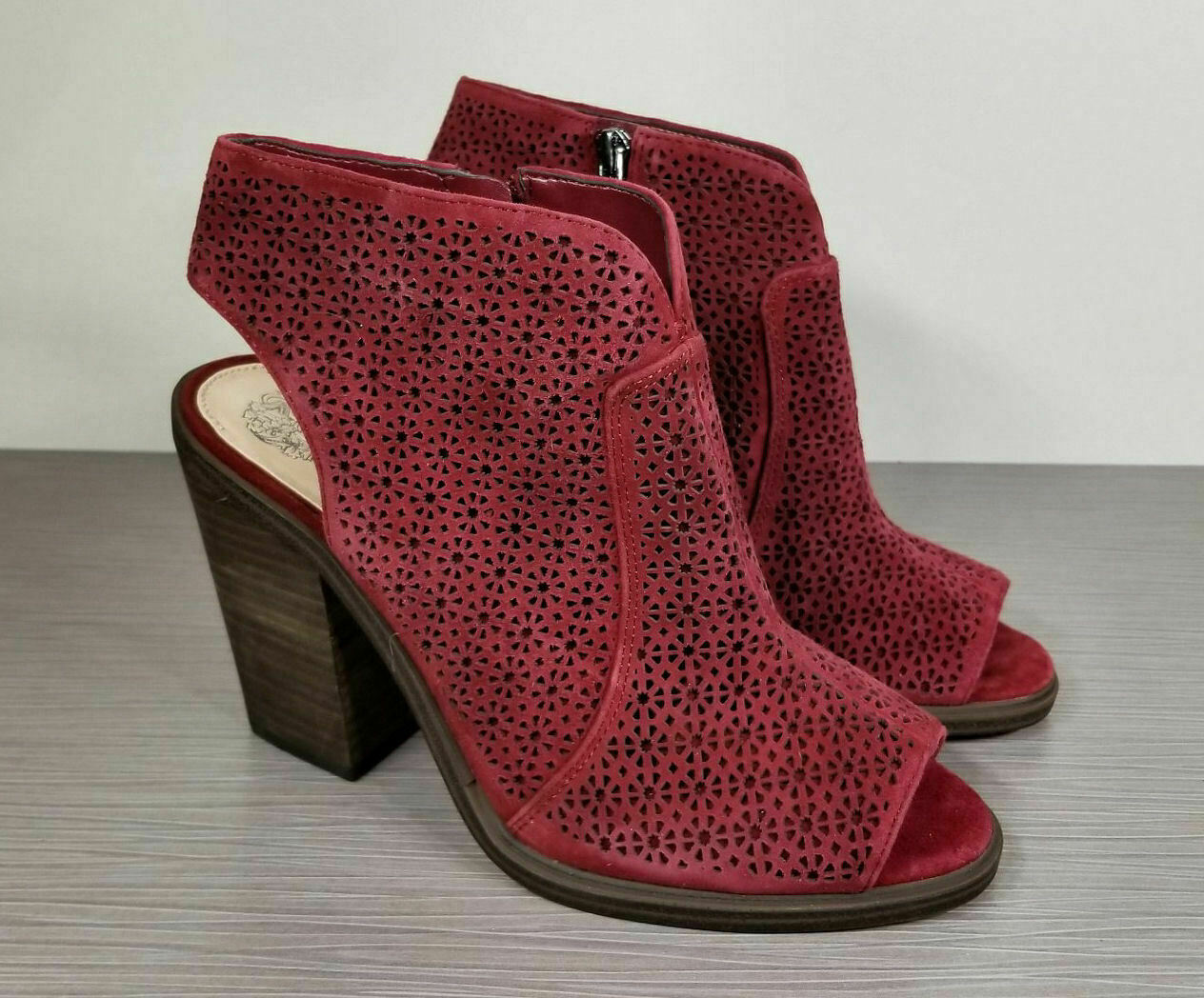 Vince Camuto Klova Block Heel Sandal, Merlot Red Suede, Womens Various Sizes