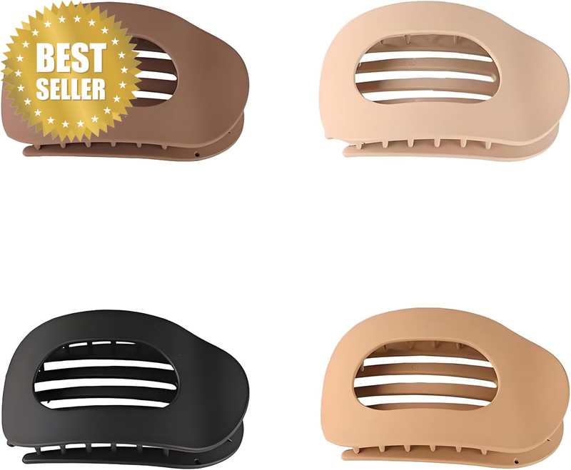 4 Pcs Flat Hair Clips for Women,French Design Flat Hair Claws,Fashionable Geomet