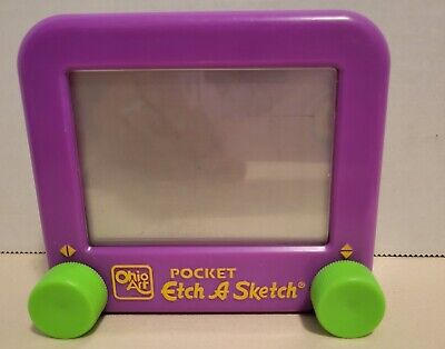 Pocket Etch A Sketch Ohio Art Purple And Lime Green Knobs