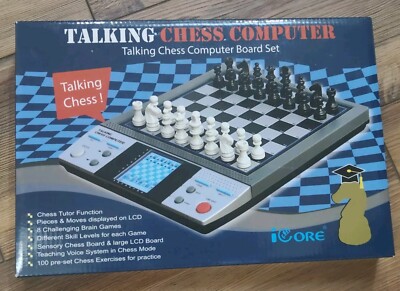 ELECTRONIC VOICE CHESS MASTER TALKING COMPUTER SET MAGNETIC CHECKERS ICORE NEW