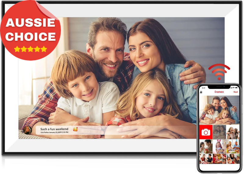 10.1" WiFi Digital Frame Frameo Touch Screen 32GB Auto-Rotate Photo Share