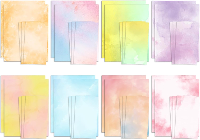 Stationary Paper and Envelopes Set 48 Pack of Watercolor Letter Writing Paper, D
