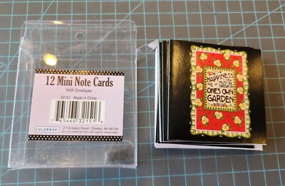 MARY ENGELBREIT PACK OF 12 MINI NOTE CARDS & Env. HAPPINESS MUST BE GROWN.. - P