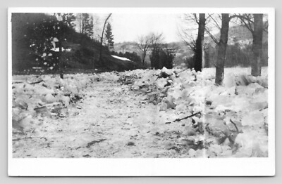RPPC Country Dirt Road Winter Scene Frozen Snow Covered VTG UNP Photo Postcard