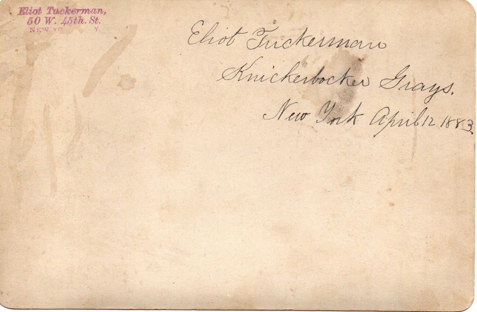 60876. RARE Cabinet Photo April 1893 Knickerbocker Greys (2nd year of existence)