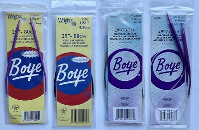 Wrights Boye Size 6, 6.50, 7 & 8 Circular Needles - Lot of 4