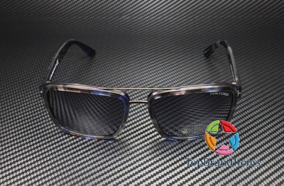 Pre-owned Tom Ford Anders Ft0780 55v Coloured Havana Blue Plastic 58 Mm Men's Sunglasses