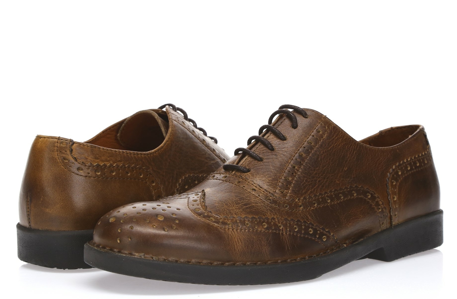 J. KODA Mens 'Berenger' Camel Leather Wingtip Oxfords Sz 42 - 232723