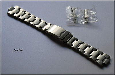 22mm Curved End OYSTER Solid Stainless Steel Watch band bracelet W/ screws Link