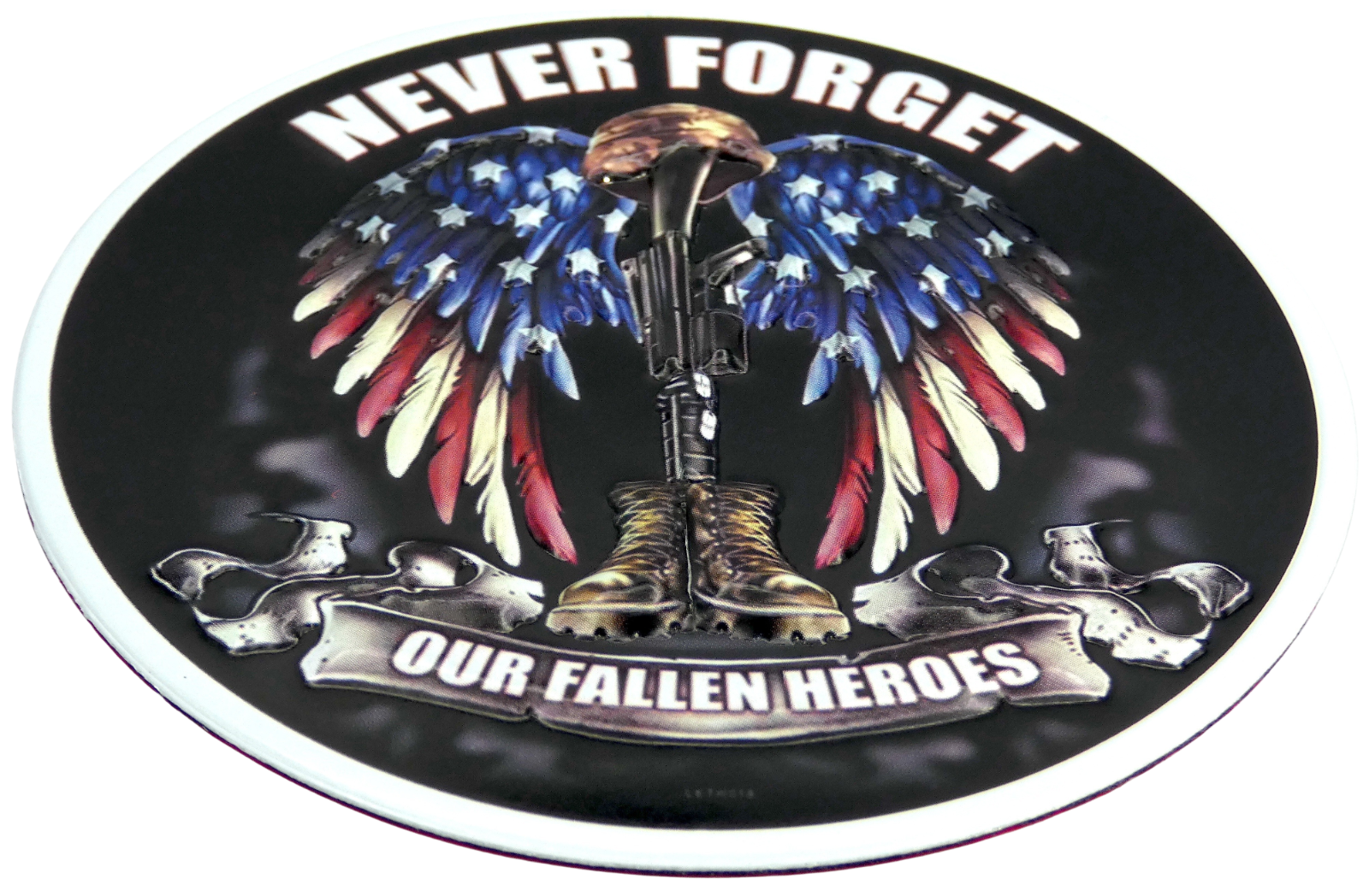 3D METAL Never Forget Our Fallen Heroes Decal Emblem Veteran Hero Motorcycle