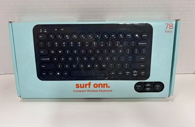 Surf Onn Black Compact Wireless Keyboard 78 Keys New Open Box - Tested