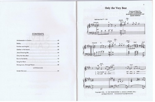 Steve Camp Only the Very Best Songbook Christian Music 1984