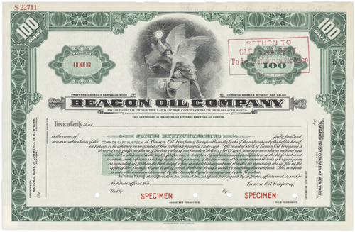 Beacon Oil Company. Stock Certificate