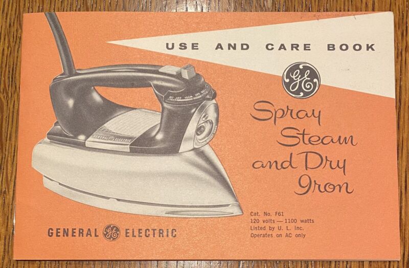 Vintage GE Spray Steam and Dry Iron Use And Care Manual General Electric 1950’s