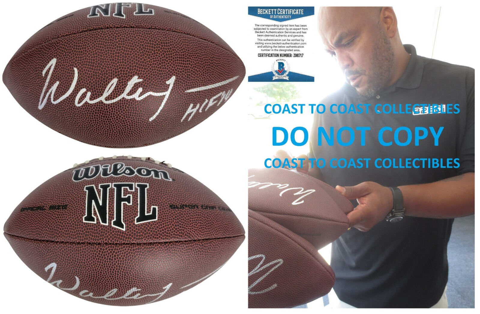 Walter Jones Seattle Seahawks FSU signed NFL football proof Beckett COA autograph Walter Jones Seattle Seahawks FSU signed NFL football proof Beckett COA autograph