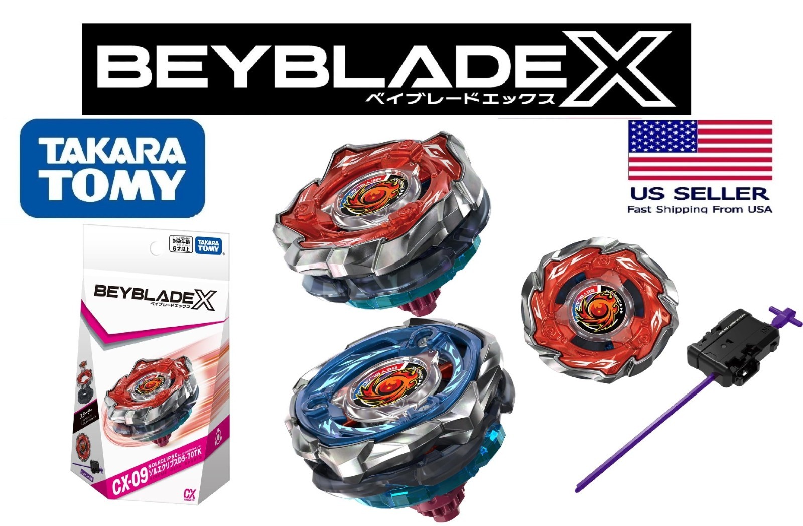 Takara Tomy Beyblade X CX-09 Starter reversible SolEclipse