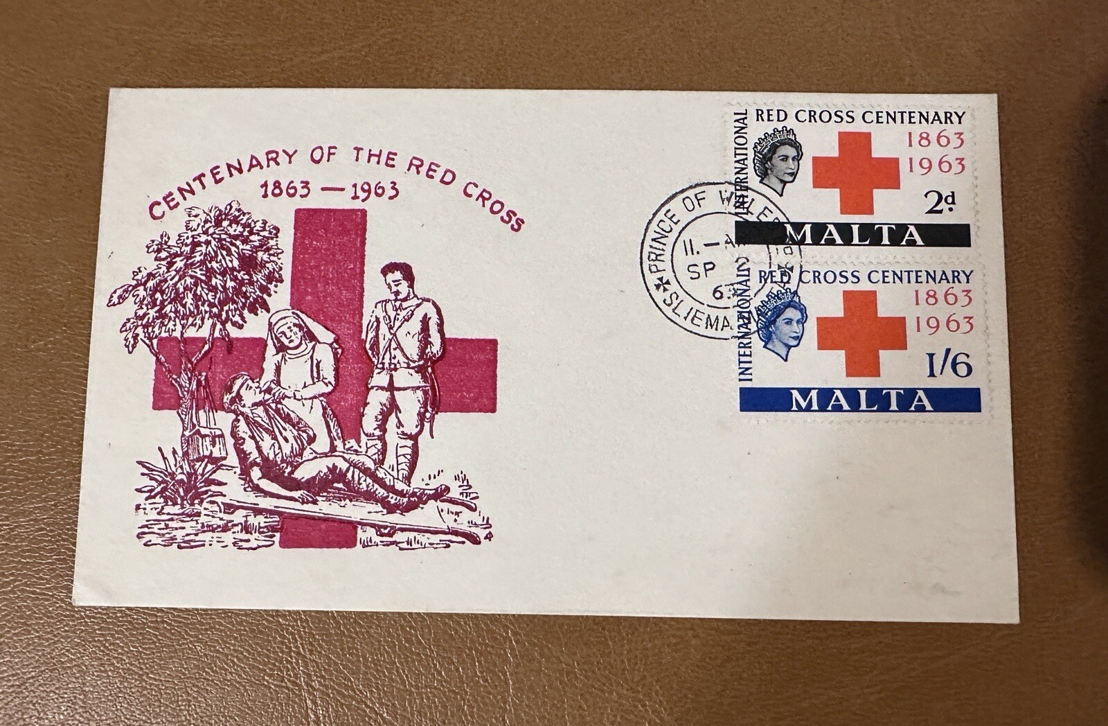 Malta 1963 FDC Red Cross Centenary BEAUTIFUL CACHET PRINCE OF WALES POSTMARK