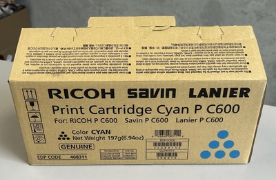 Ricoh Genuine P C600 408311 Cyan Toner Print Cartridge Original - Open Box/New