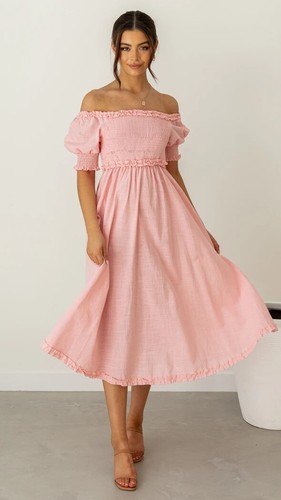 [INSTANTFUNK] Off-the-shoulder shirred long dress/追跡付 52d7d8df-60ae-4426-aedd-