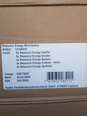 Nestle Resource Energy Mischkarton 24x200ml PZN 00012925 MHD 26.03.2026