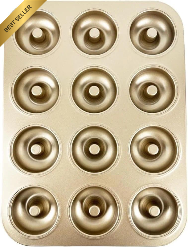 Nonstick Donut Pan for Baking, 12-Cavity Ring Doughnut Maker with Easy Release f