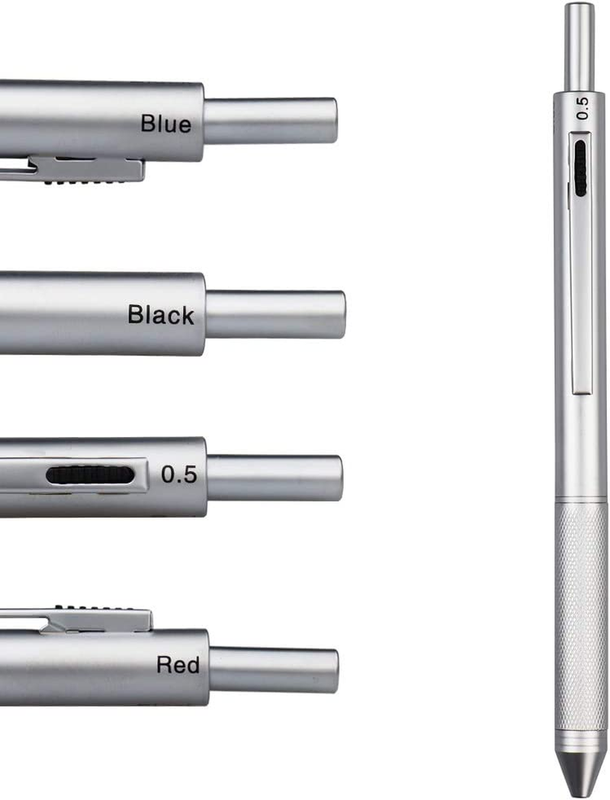 4 in 1 Multicolor Pen, Metal Cased Multifunction Pen, 0.5Mm Mechanical Pencil, R
