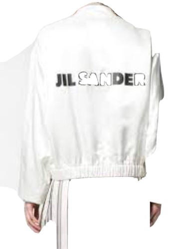 JIL SANDER WOMENS $2500 IVORY VISCOSE/CUPRO SATIN BOMBER