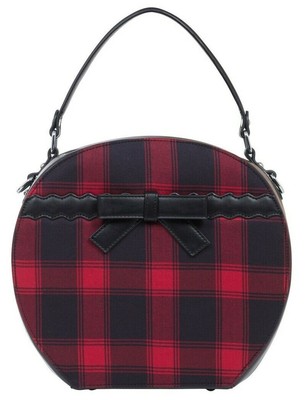 VOODOO VIXEN KHLOE TARTAN HANDBAG SHOULDER BAG BLACK RED KITSCH CUTE PINUP