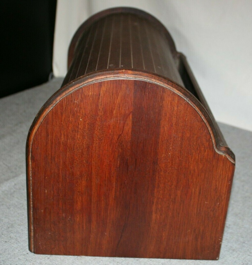 Large Vintage Roll Top Wood Bread Box Storage