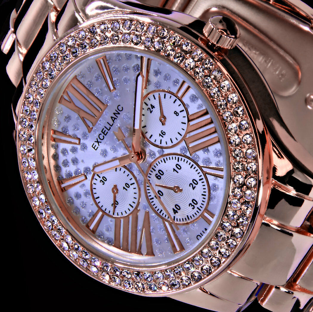Excellanc Damen Armband Frauen Uhr Silber Rose Gold Farben Strass CHR 27 