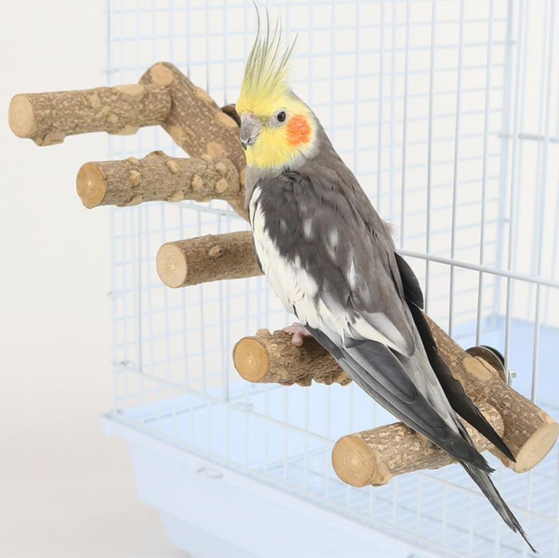 Bird Parrot Ladder Perch for Cage, Nature Wooden Bird Bridge