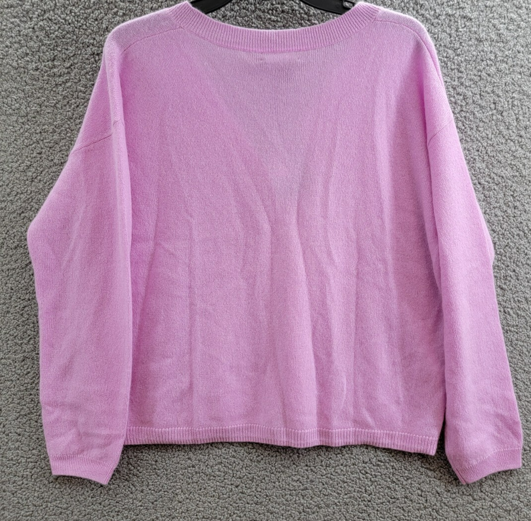 C by Bloomingdale's Cashmere Long Sleeve V-Neck Cardigan Women's M Rose Quartz - Picture 10 of 16
