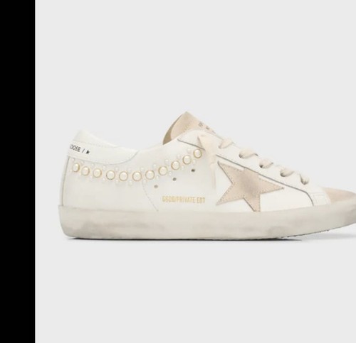 Pre-owned Golden Goose Superstar Mixed Leather Low-top 39 In White