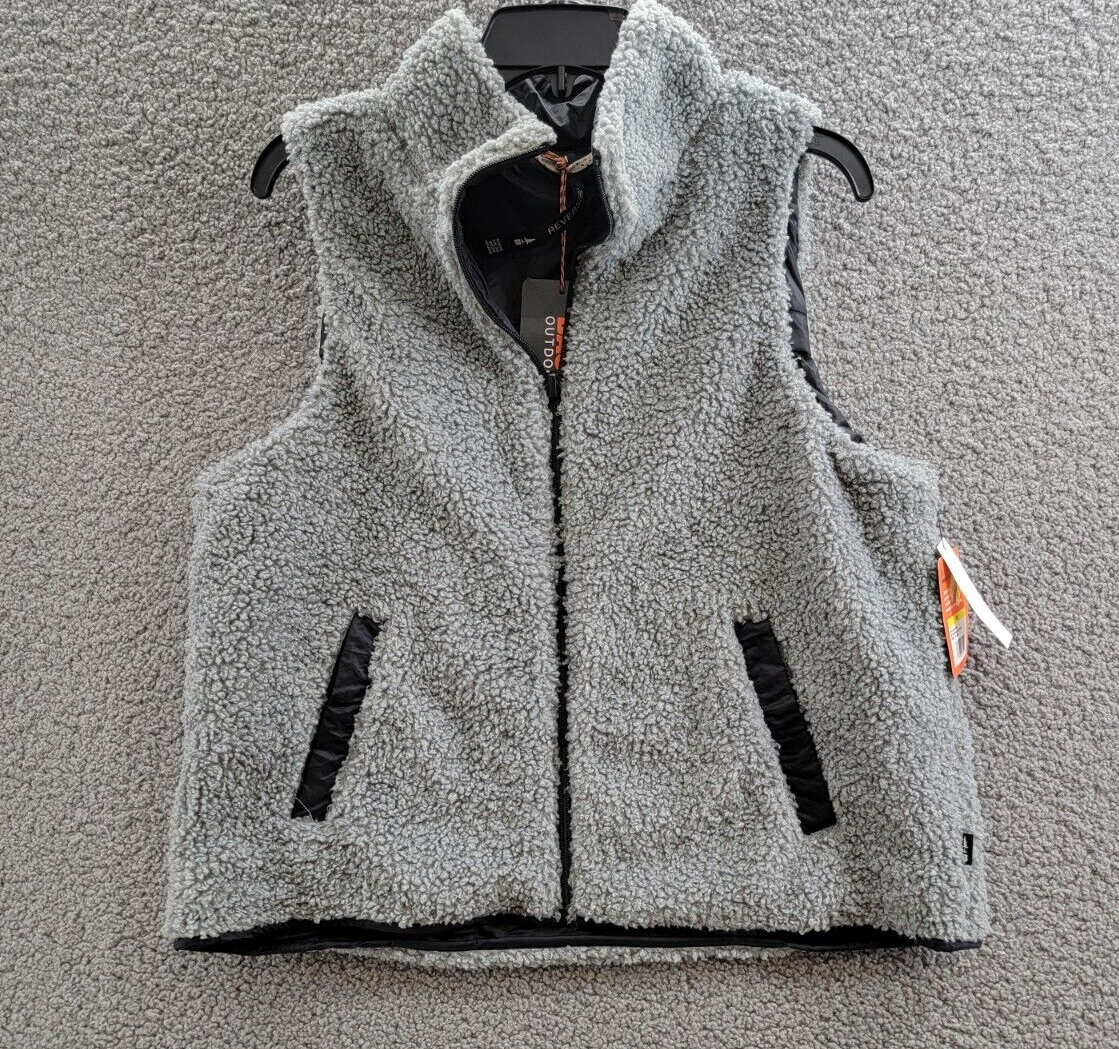 BASS OUTDOOR Reversible Zip-Front Vest Women's M Gray/Black Pockets Sleeveless - Picture 2 of 16