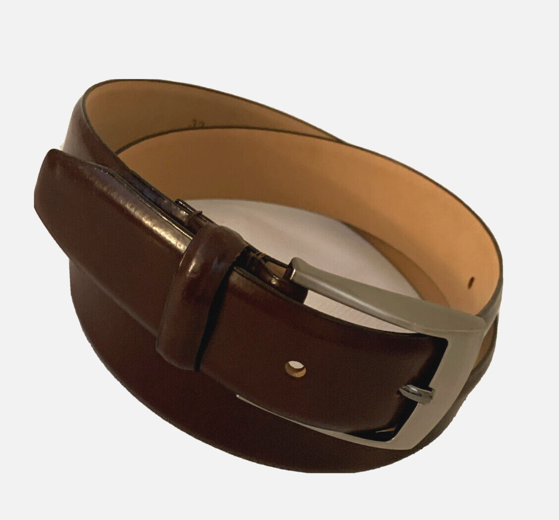 Access Denied Mens Dress Belt Leather Silver Buckle Brown size 32