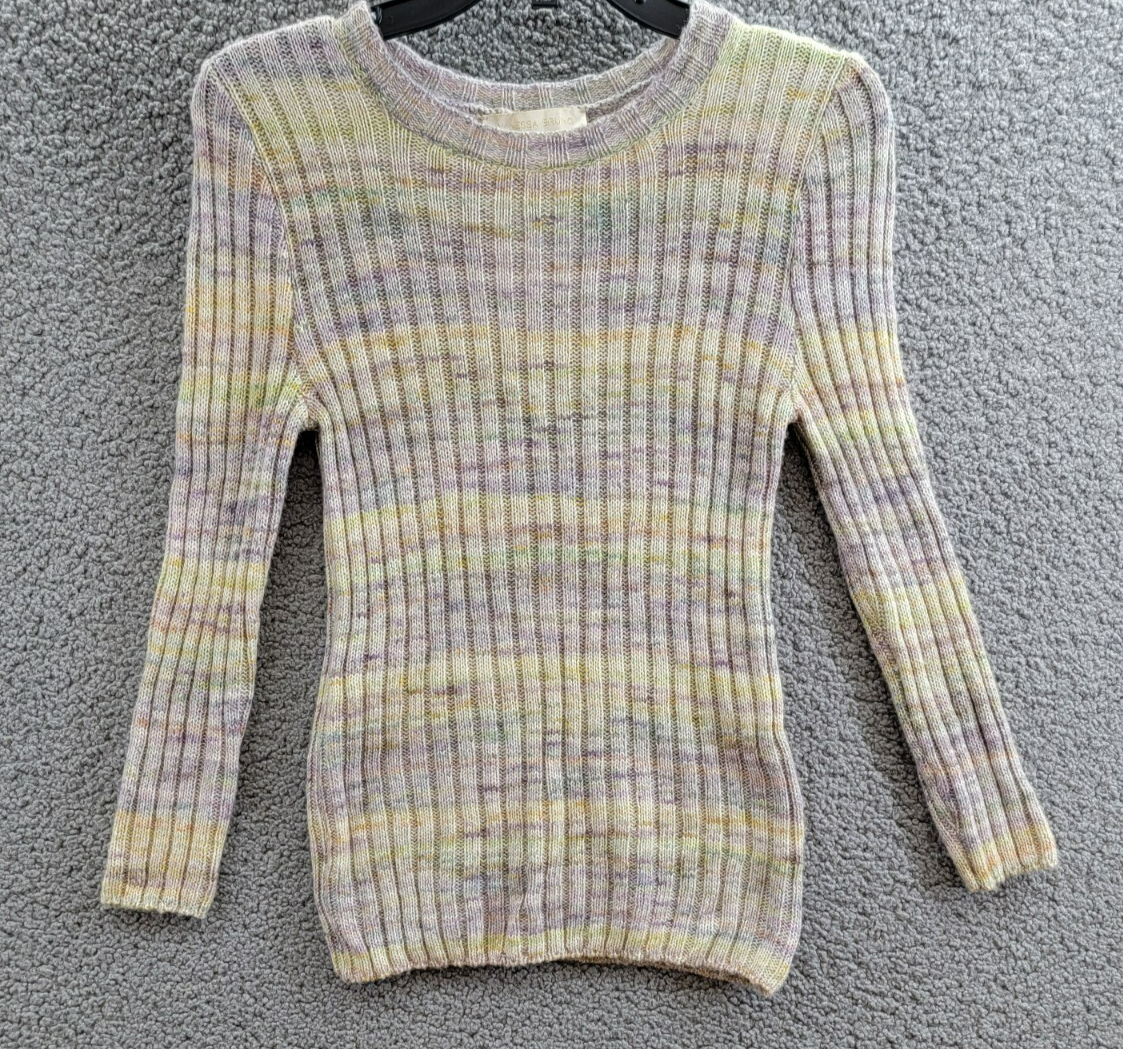 VANESSA BRUNO Arielle Wool Blend Ribbed Crewneck Sweater Womens S Multi Pullover - Picture 2 of 15