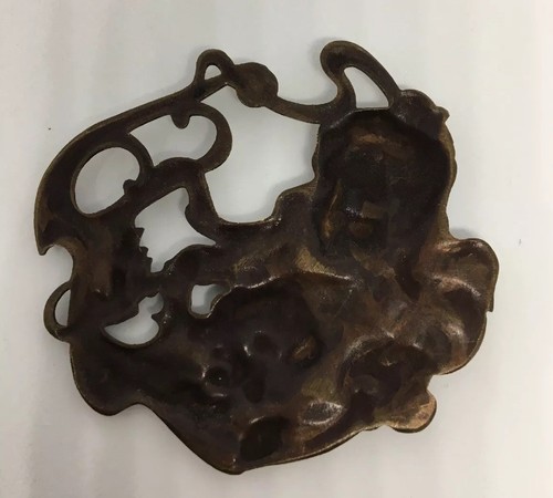 Art Nouveau Brass Ladies Pendant Romantic Belle Epoque