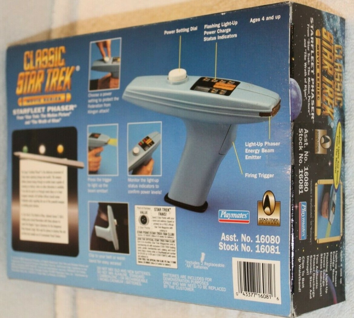 MIB Classic Star Trek 1&2 Movie Starfleet Phaser Playmates 16080 16081 1996